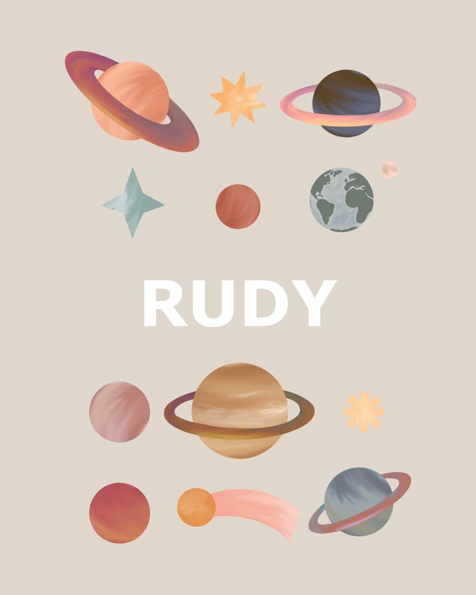 Personalised Name Planets print in stone