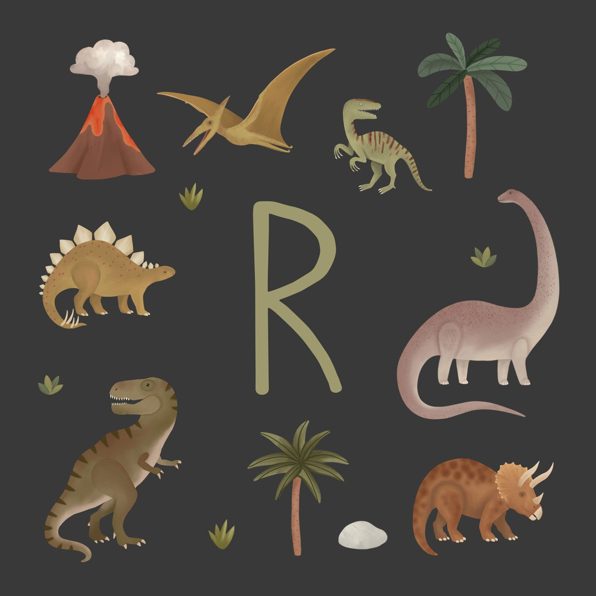 Personalised Dinosaur print in black