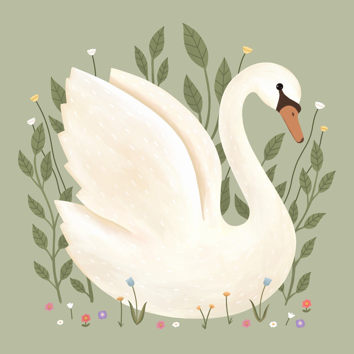 Swan in sage