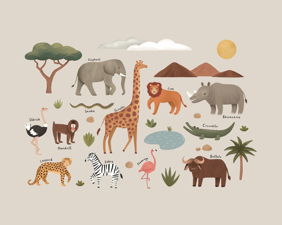 Animals on Safari in stone