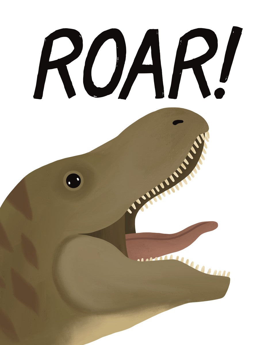 Roar Dinosaur print in white