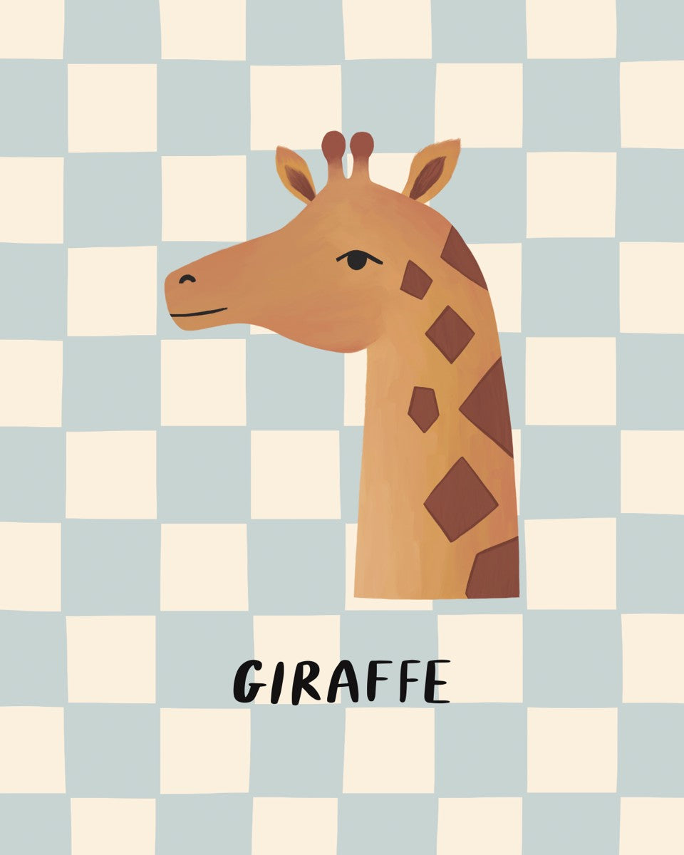 Giraffe check in blue