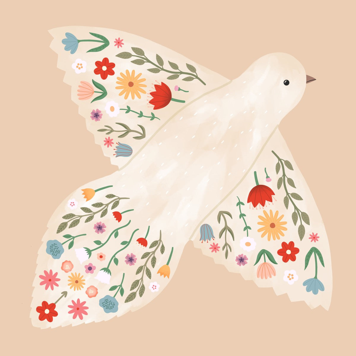 Floral Dove in peach