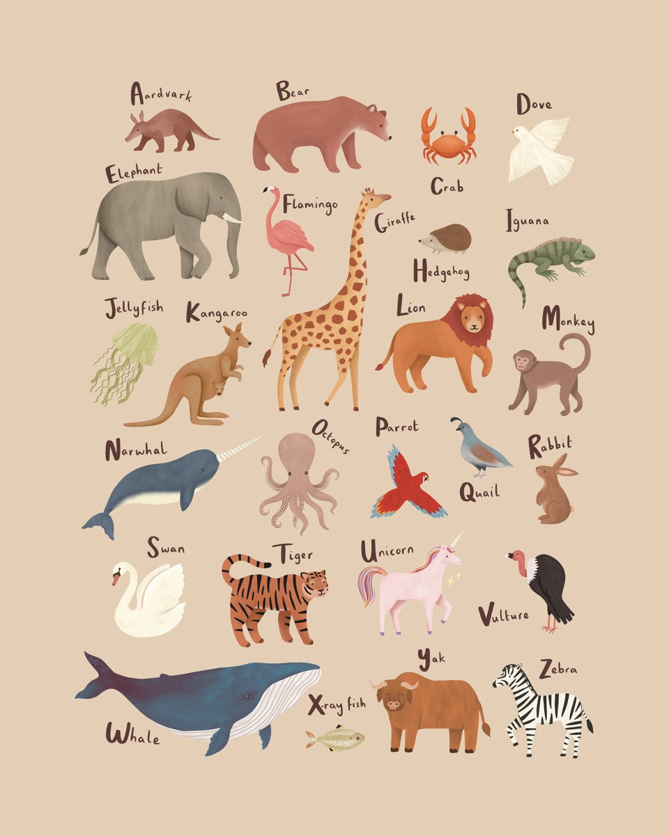 Animal Alphabet in peach