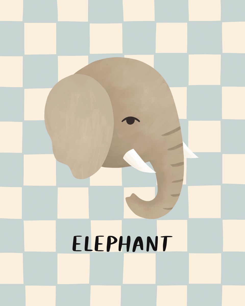 Elephant check in blue