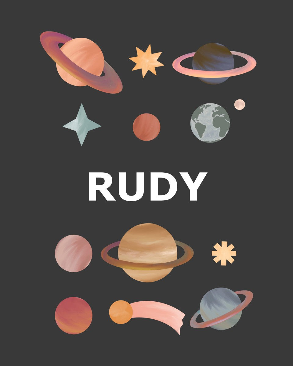 Personalised Name Planets print in black