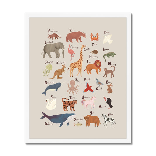 Animal Alphabet in stone / Framed Print