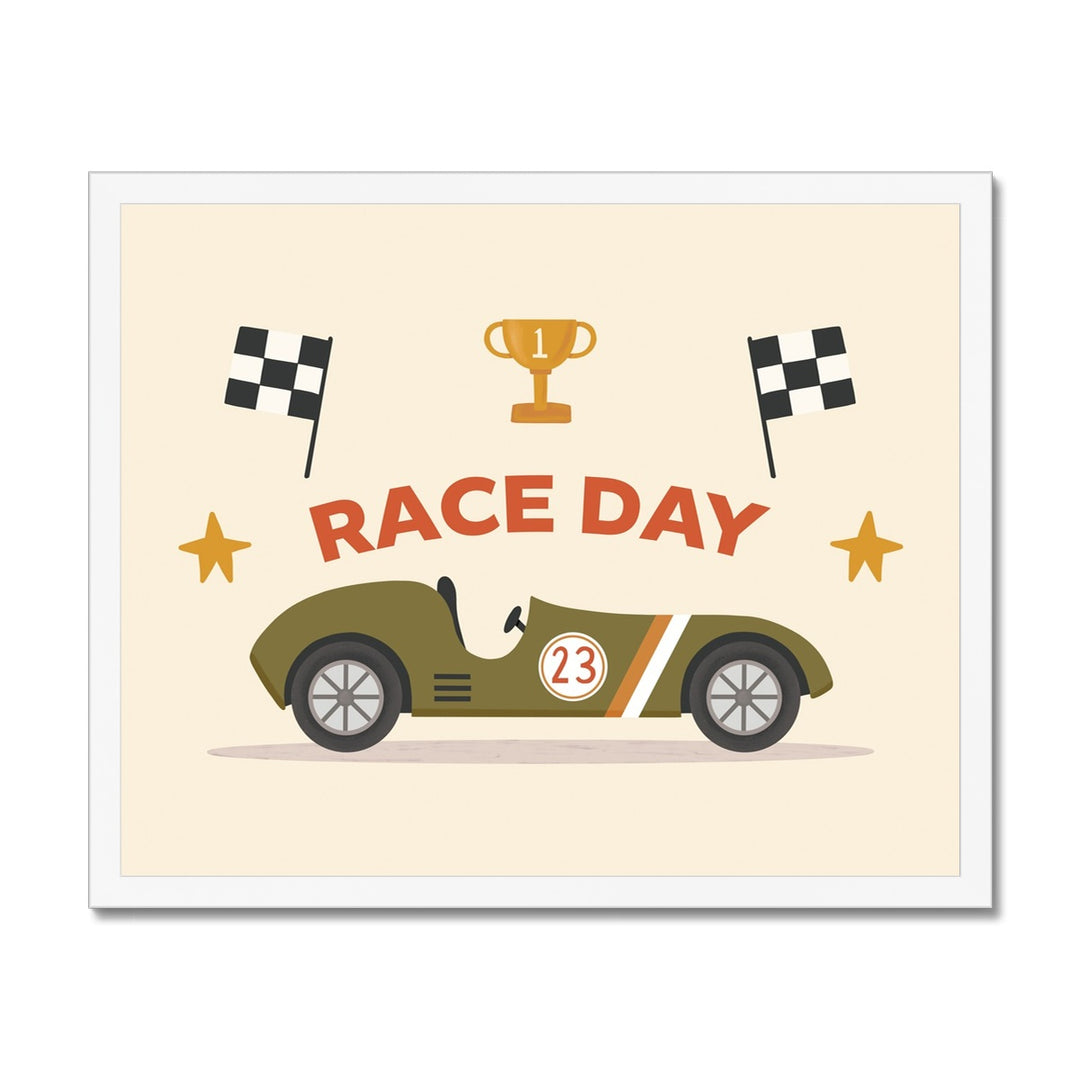 Race Day in green / Framed Print