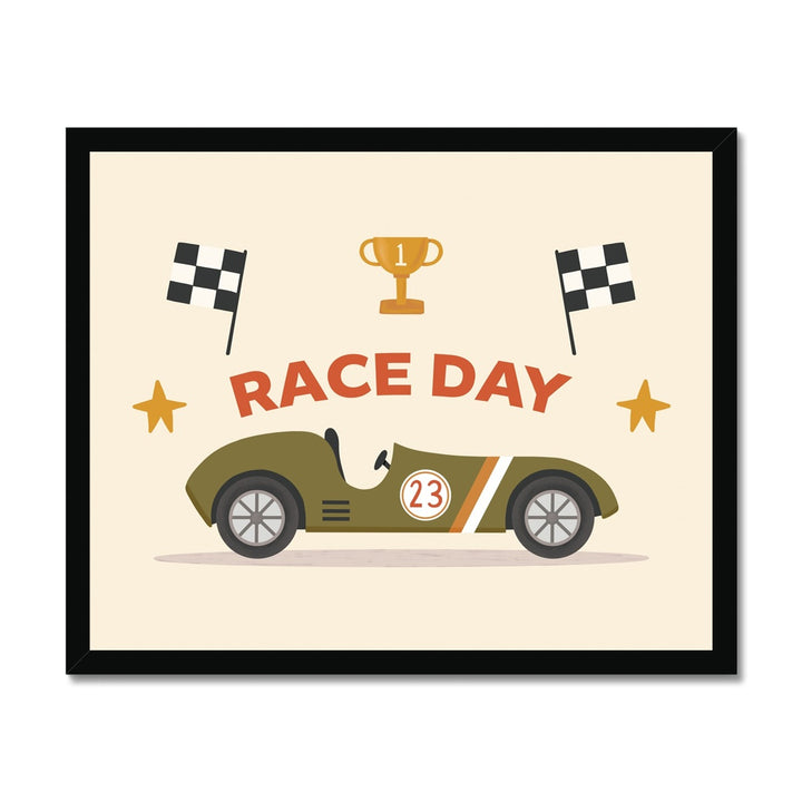 Race Day in green / Framed Print