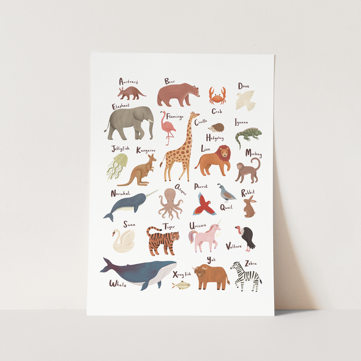 Animal Alphabet in white / Fine Art Print