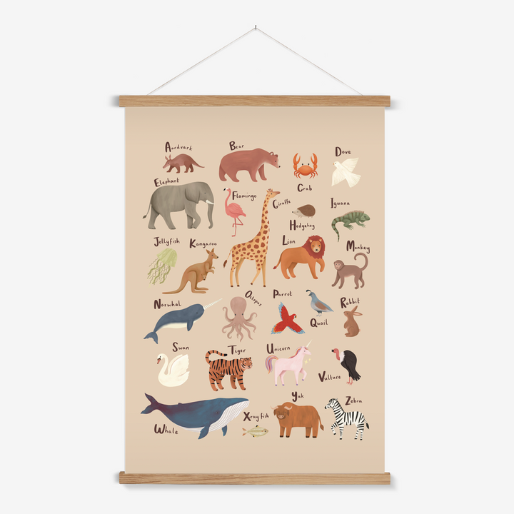 Animal Alphabet in peach / Print with Hanger