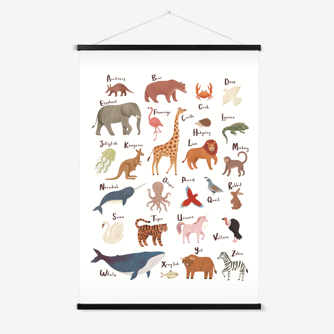 Animal Alphabet in white / Print with Hanger