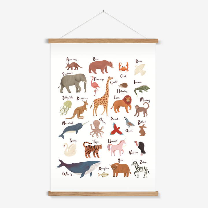 Animal Alphabet in white / Print with Hanger