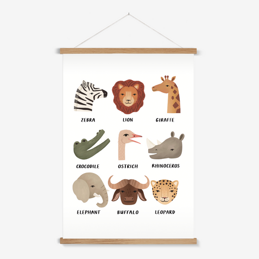 Animal Safari in white / Print with Hanger