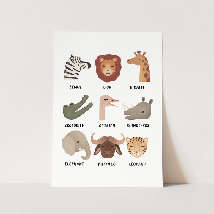 Animal Safari in white / Fine Art Print