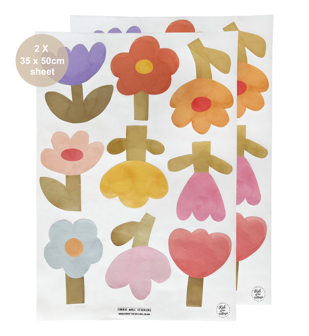 Colourful Flowers (Large) / Fabric Wall Stickers