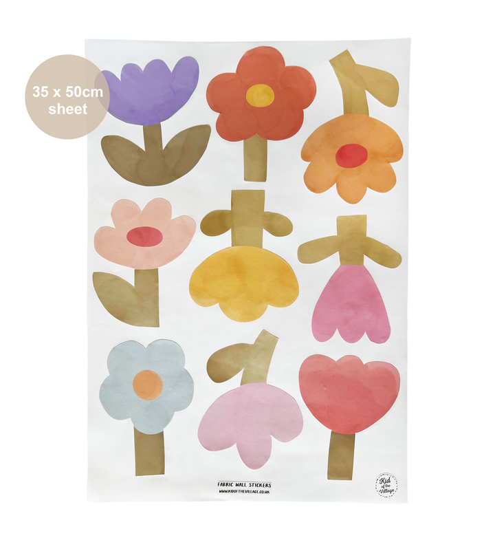 Colourful Flowers (Large) / Fabric Wall Stickers