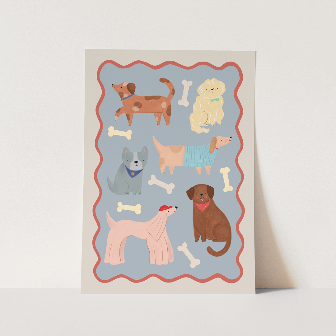 Dogs in blue and stone / Fine Art Print