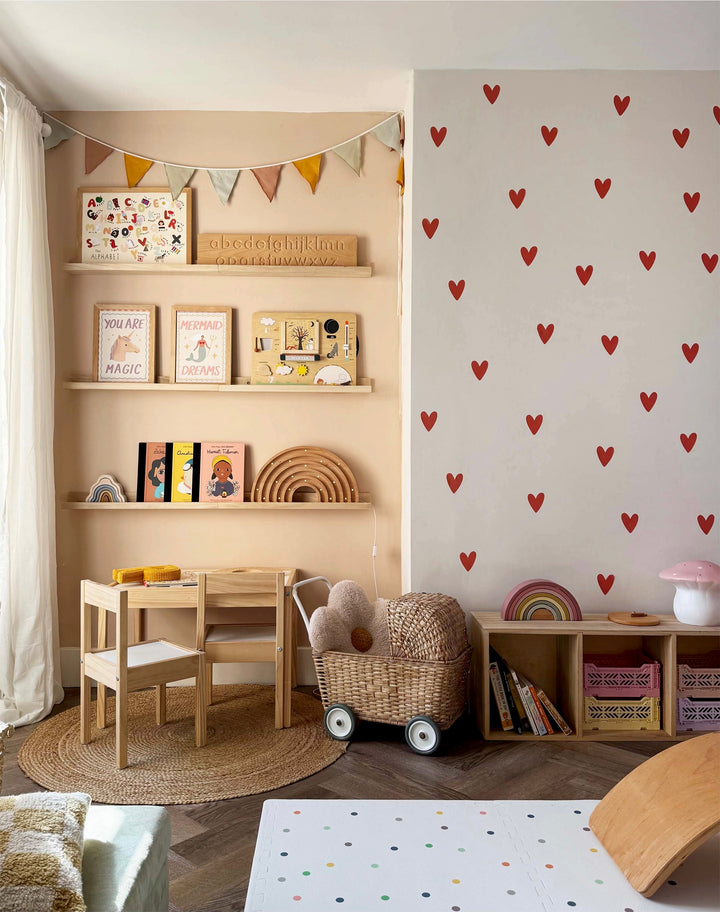 Red Hearts / Fabric Wall Stickers