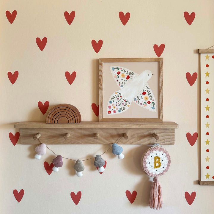 Red Hearts / Fabric Wall Stickers