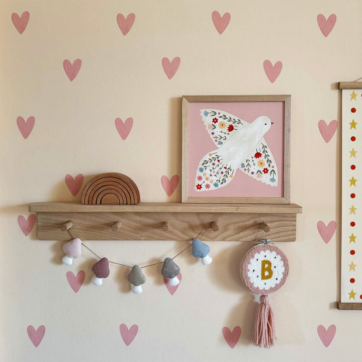 Pink Hearts / Fabric Wall Stickers