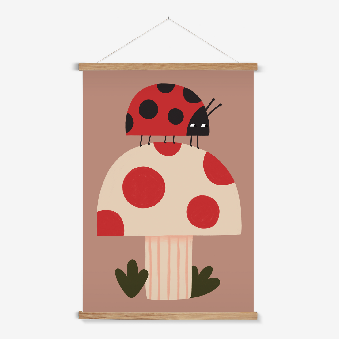 Ladybird and Mushroom / Print with Hanger