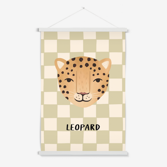 Leopard check in sage / Print with Hanger