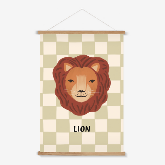 Lion check in sage / Print with Hanger