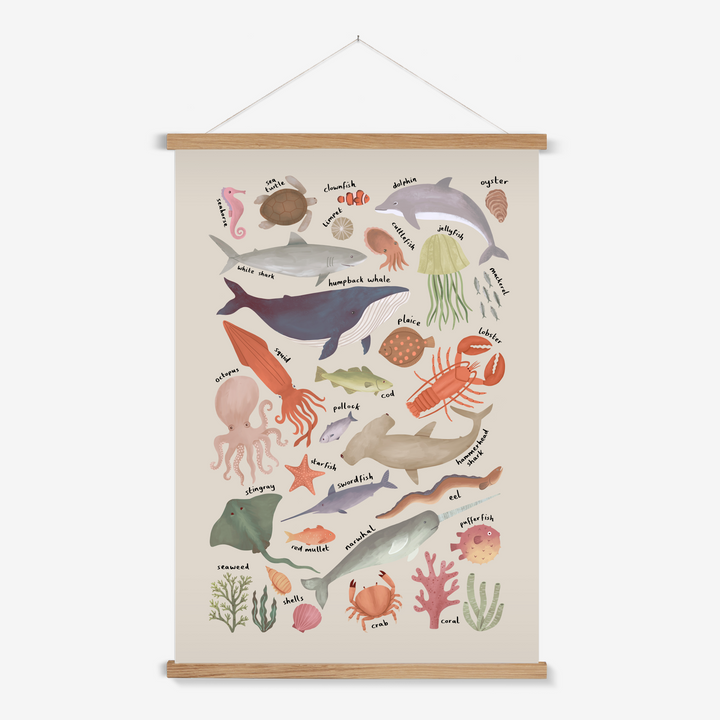 Ocean Life Chart in stone / Print with Hanger