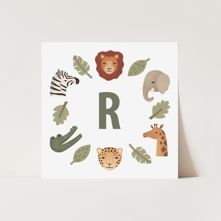 Personalised Animal Safari in white / Fine Art Print