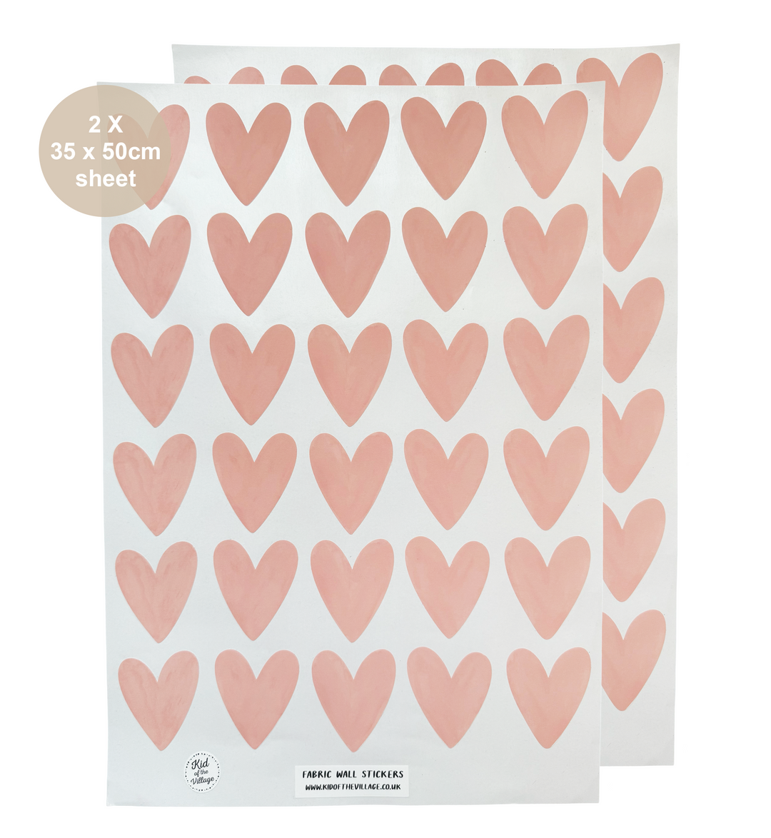 Pink Hearts / Fabric Wall Stickers