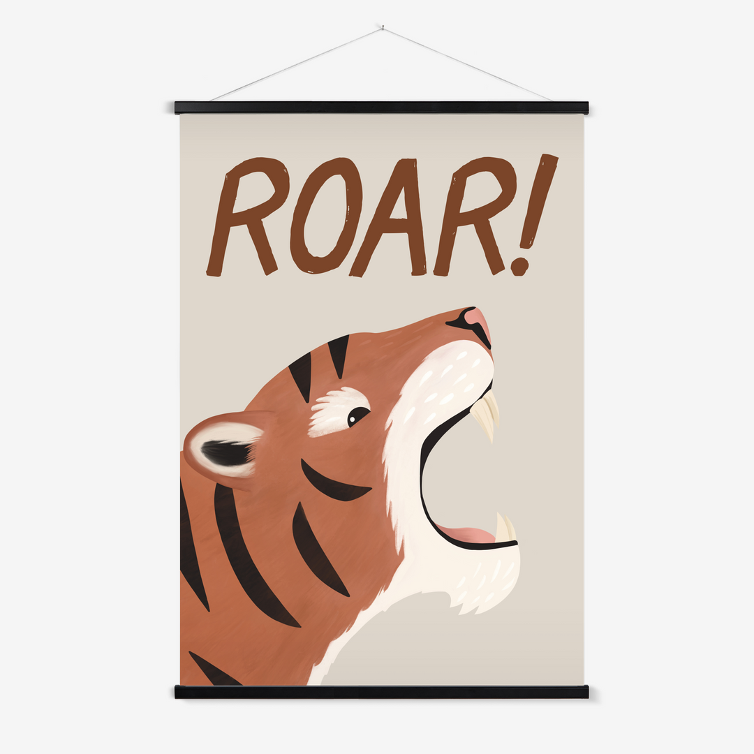 Roar Tiger in stone / Print with Hanger