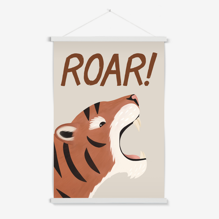 Roar Tiger in stone / Print with Hanger