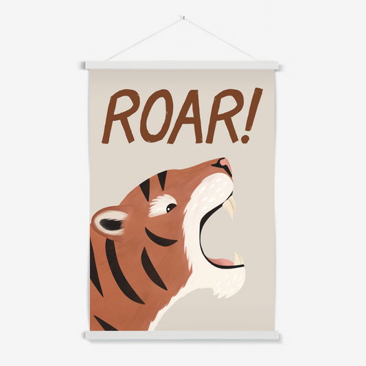 Roar Tiger in stone / Print with Hanger