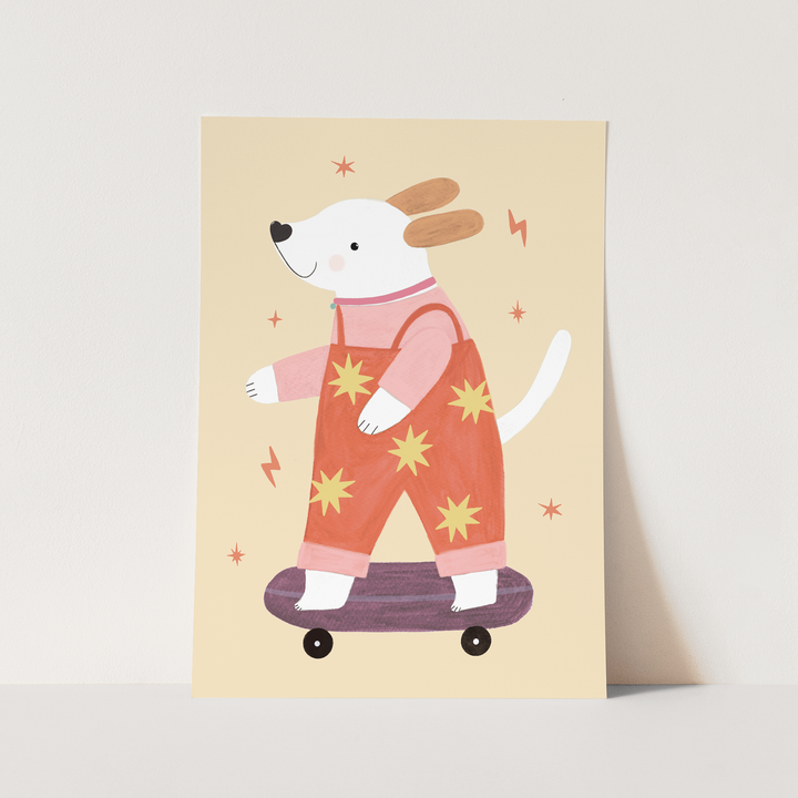 Skater Pup in red / Fine Art Print