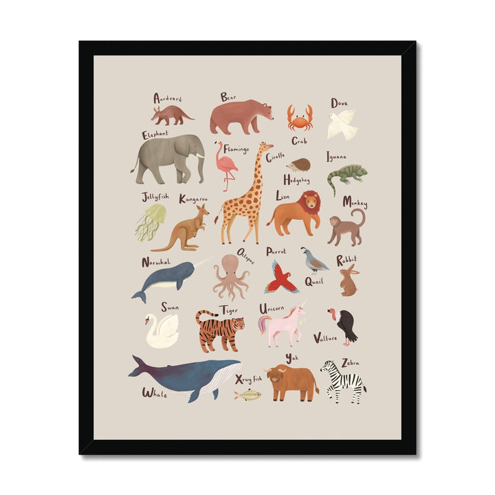 Animal Alphabet in stone / Framed Print