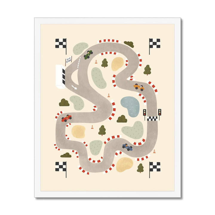 Race Track in light cream / Framed Print