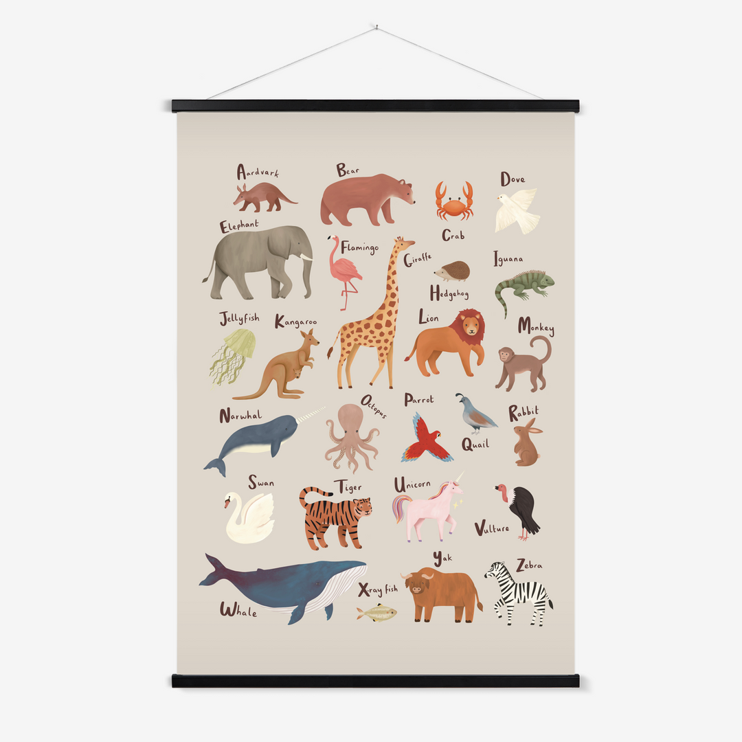 Animal Alphabet in stone / Print with Hanger