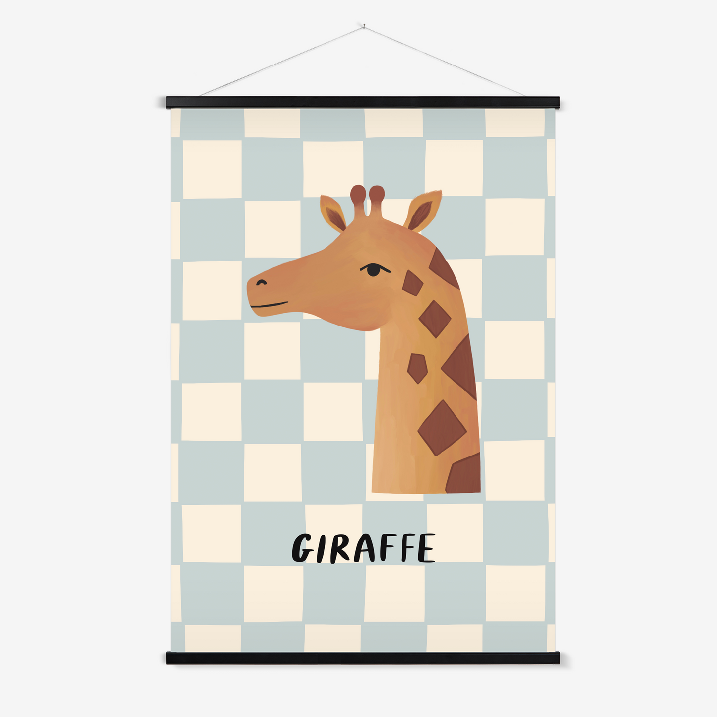 Giraffe check in blue / Print with Hanger