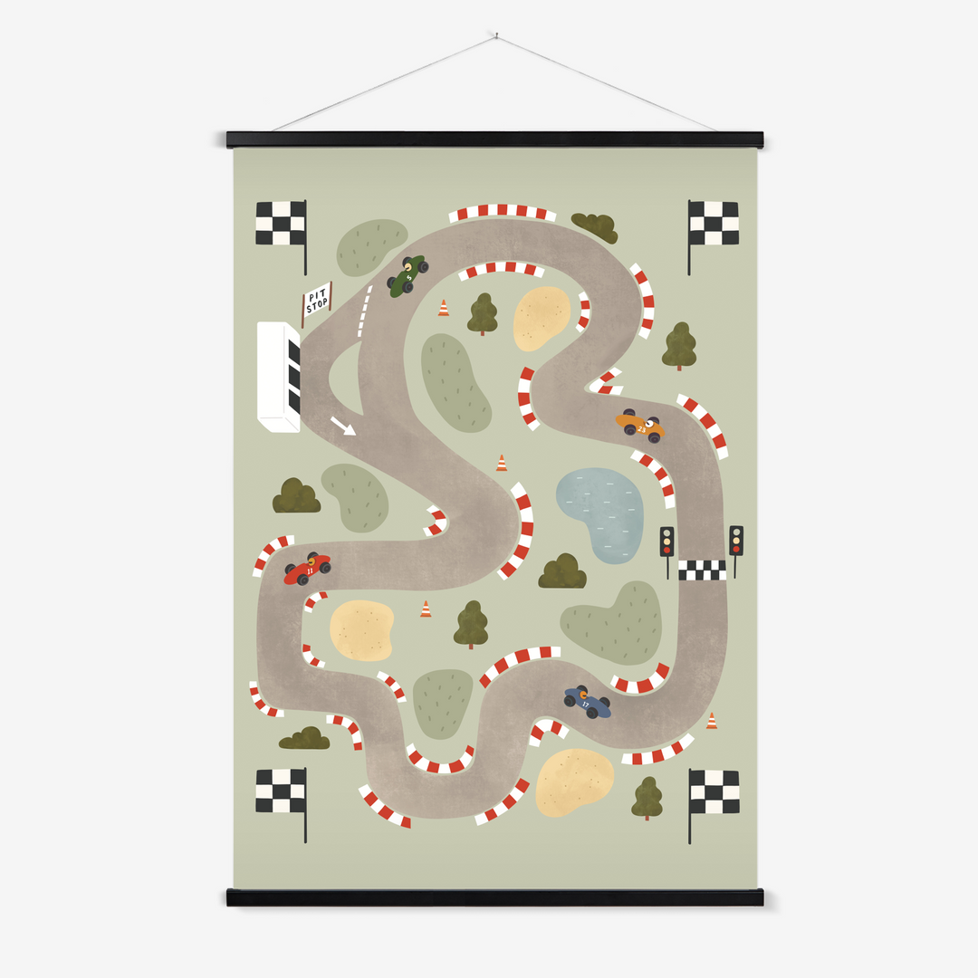 Race Track in sage / Print with Hanger