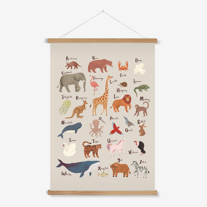 Animal Alphabet in stone / Print with Hanger