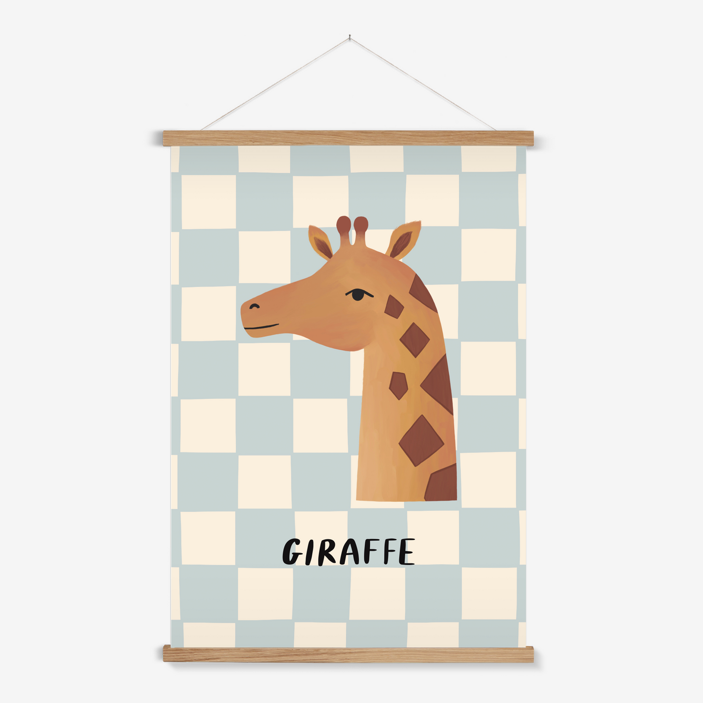 Giraffe check in blue / Print with Hanger