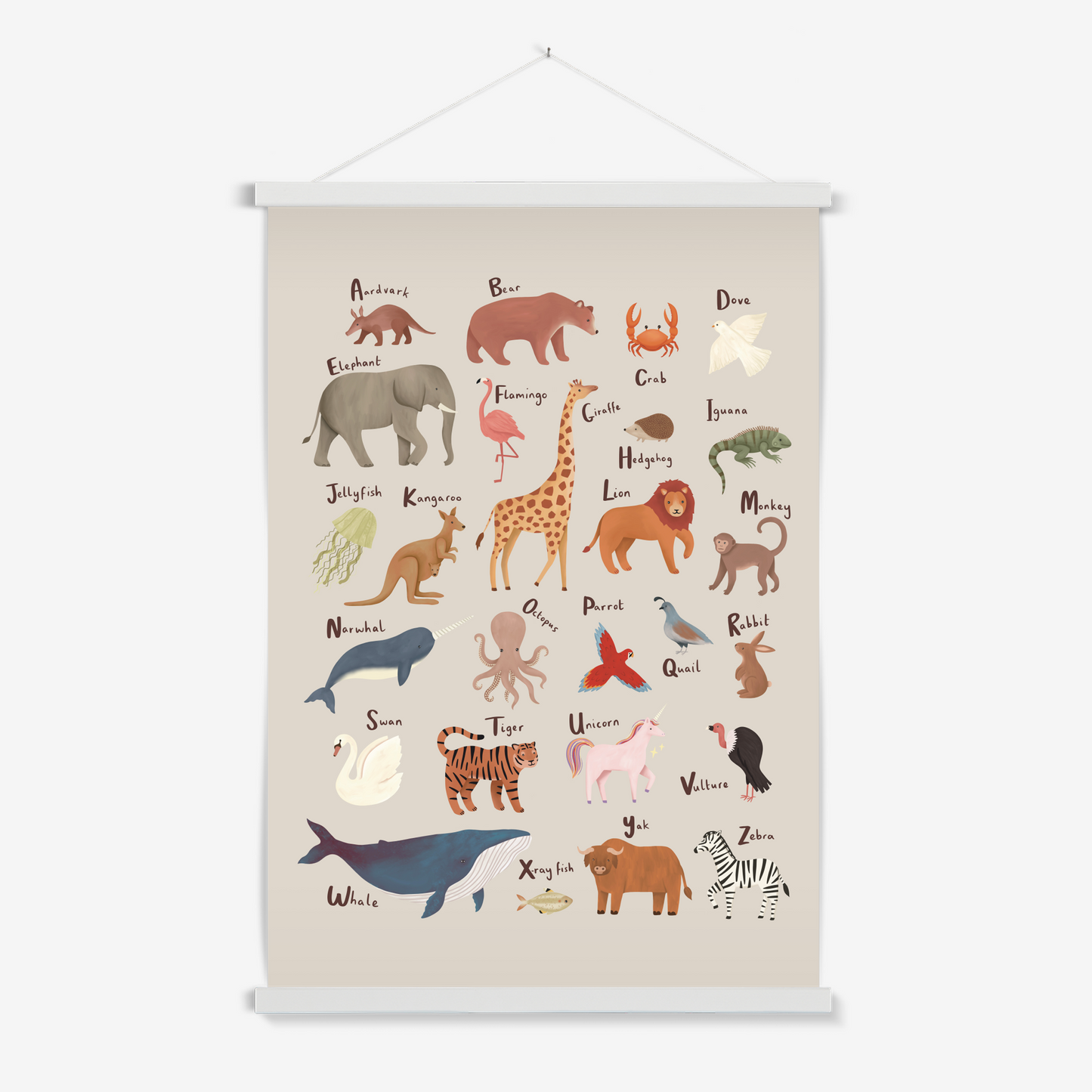 Animal Alphabet in stone / Print with Hanger