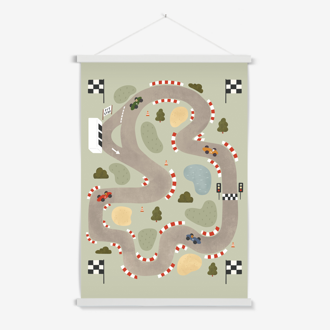 Race Track in sage / Print with Hanger