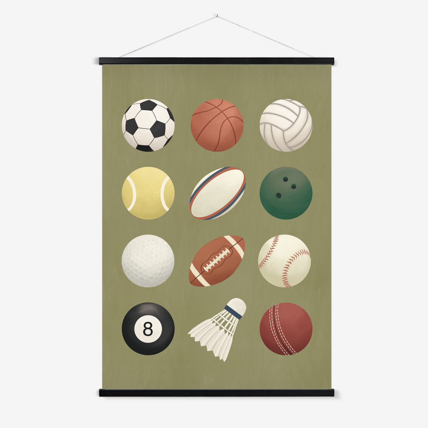 Sports balls in green / Print with Hanger