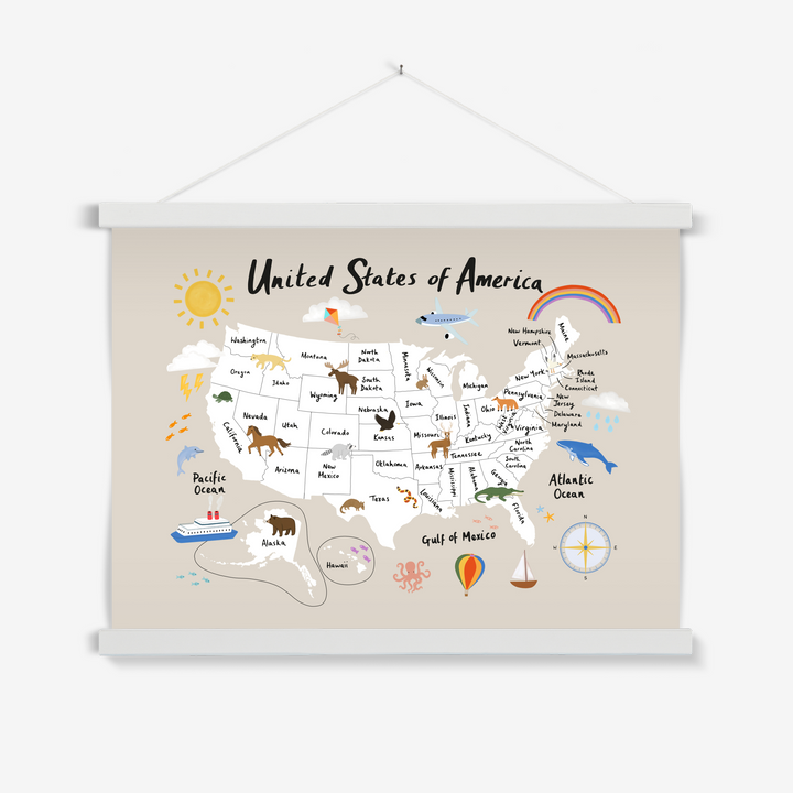 United States of America in stone / Print with Hanger