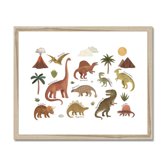 Dinosaurs in white / Framed Print