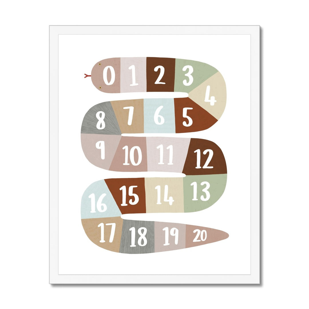 Number Snake in brown/green / Framed Print