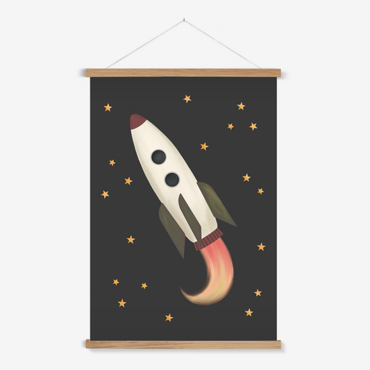 Rocket in black / Print with Hanger