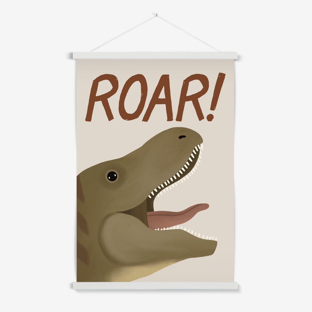 Roar Dinosaur in stone / Print with Hanger